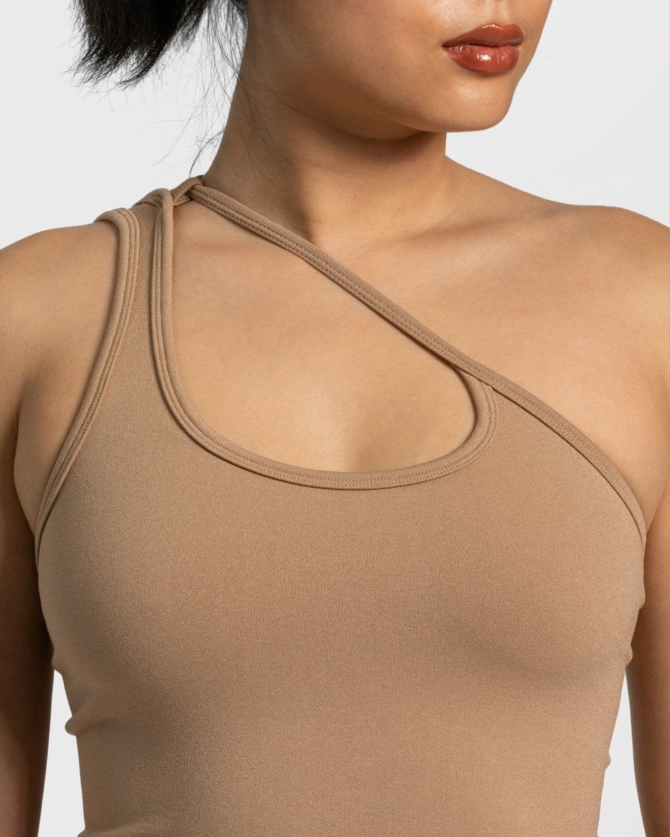 TEVEO Sassy One Shoulder Top Béžový | DIZW-39652