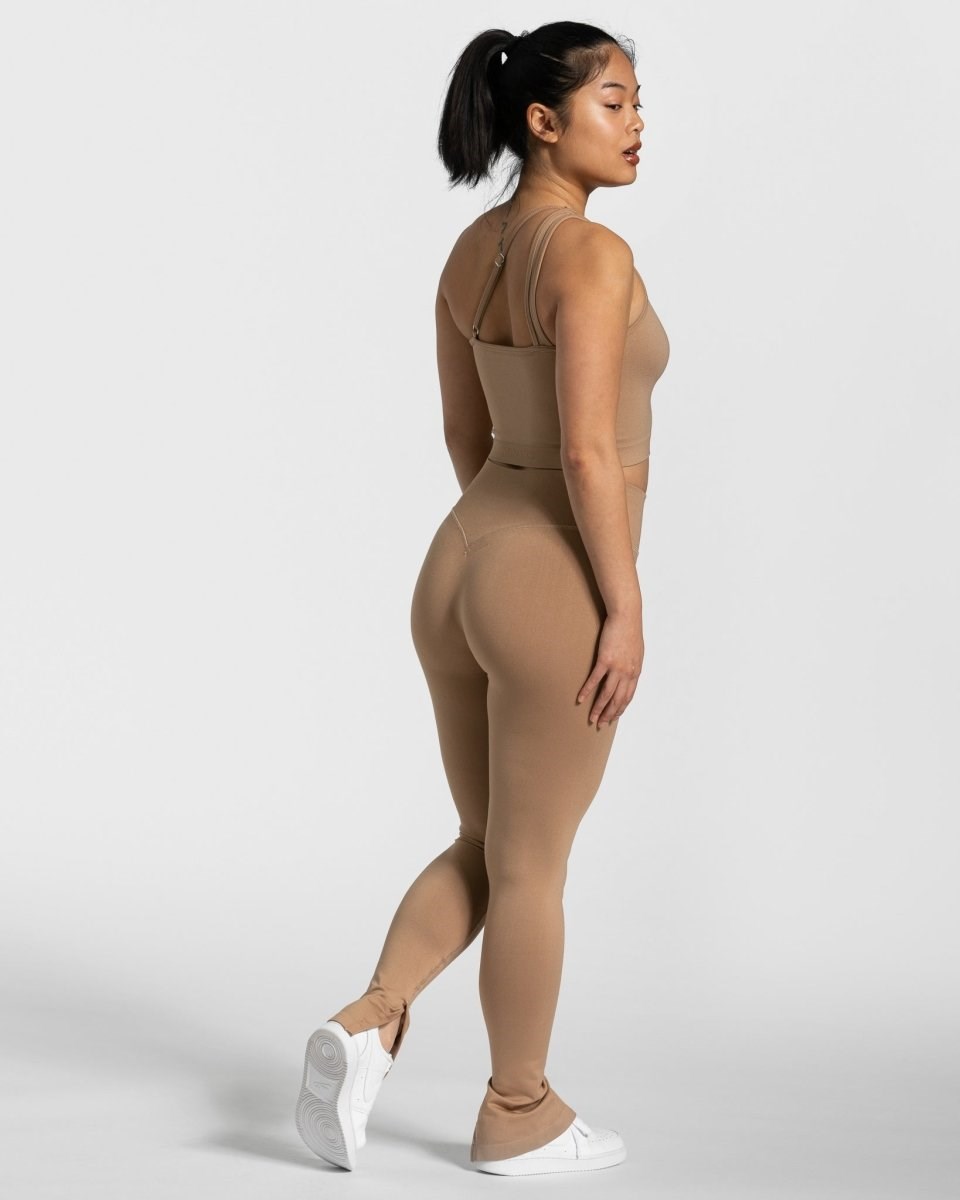 TEVEO Sassy One Shoulder Top Béžový | DIZW-39652