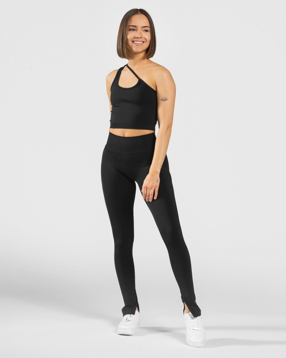 TEVEO Sassy One Shoulder Top Černé | JYLD-56478