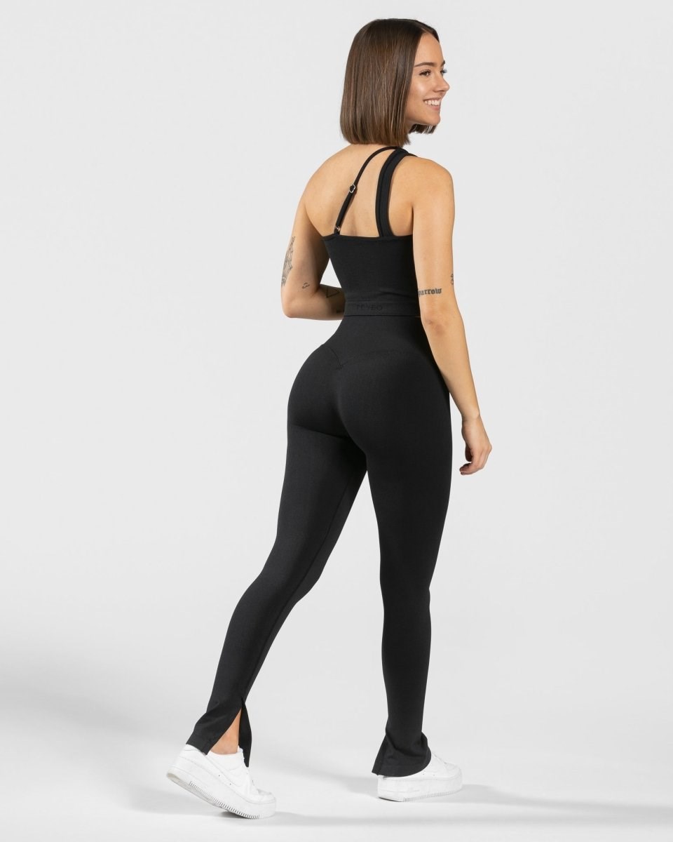 TEVEO Sassy One Shoulder Top Černé | JYLD-56478