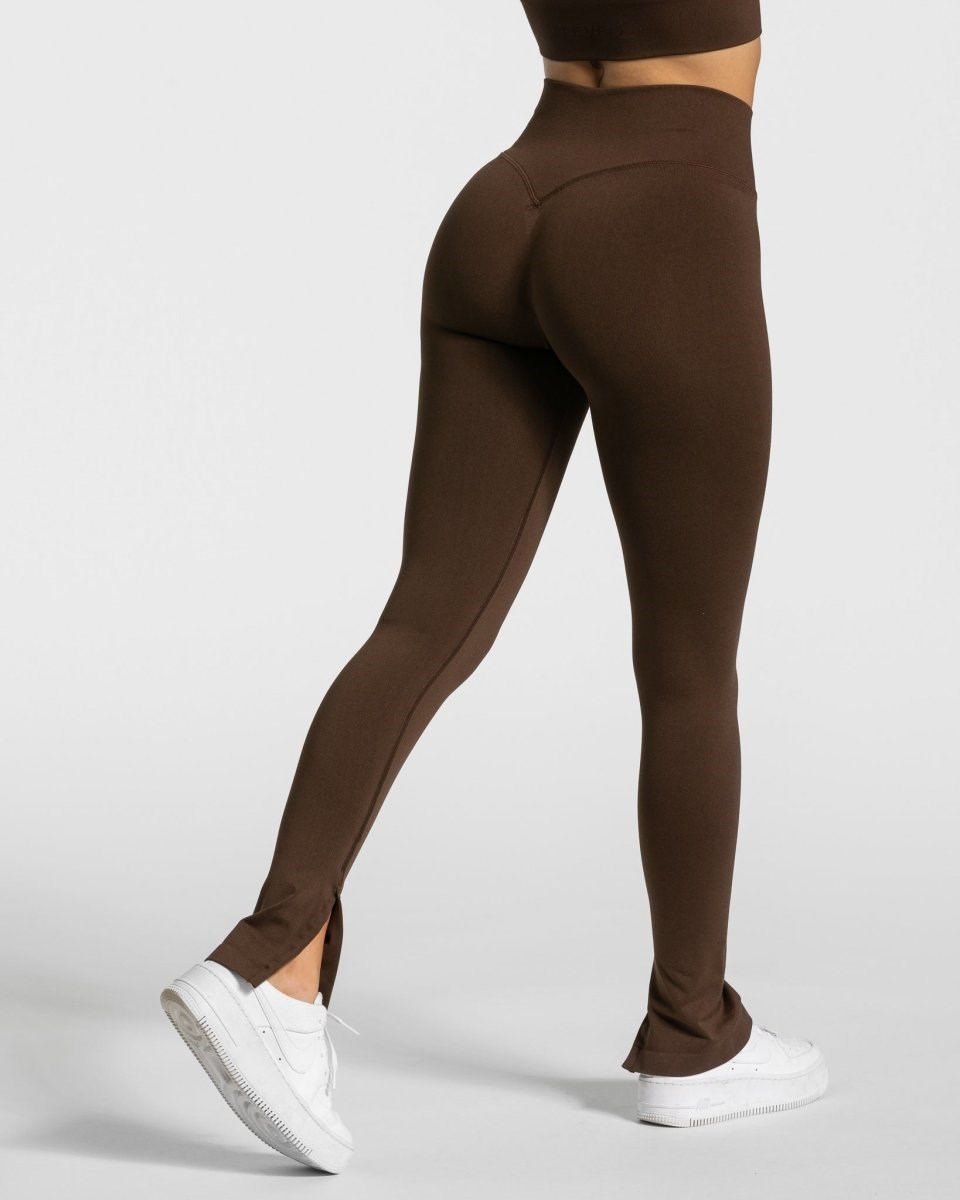 TEVEO Sassy Slit Leggings Braun | QUJT-73482