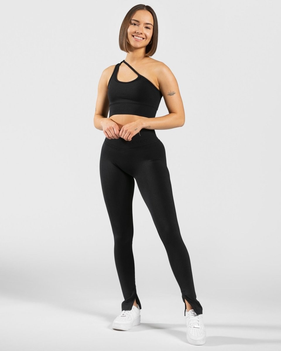 TEVEO Sassy Slit Leggings Černé | AGEU-20491