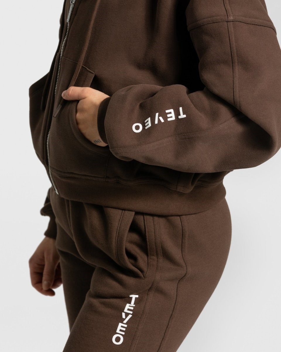 TEVEO Sassy Zip Hoodie Braun | NGWC-94715