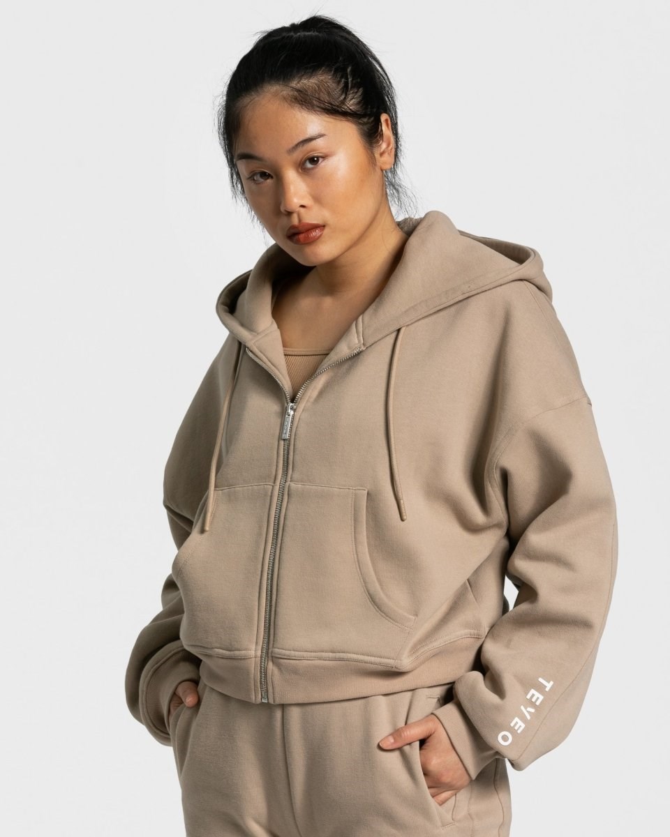 TEVEO Sassy Zip Hoodie Béžový | EJFY-10428