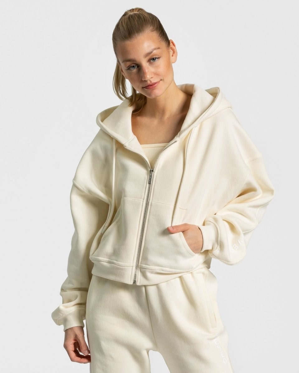 TEVEO Sassy Zip Hoodie Ivory | YOBW-26917