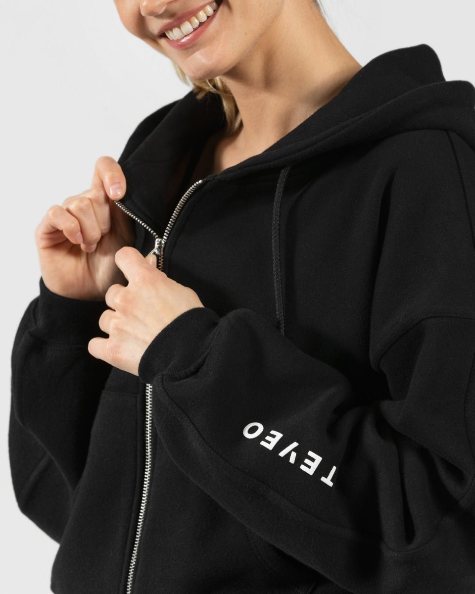 TEVEO Sassy Zip Hoodie Černé | GBPH-78594