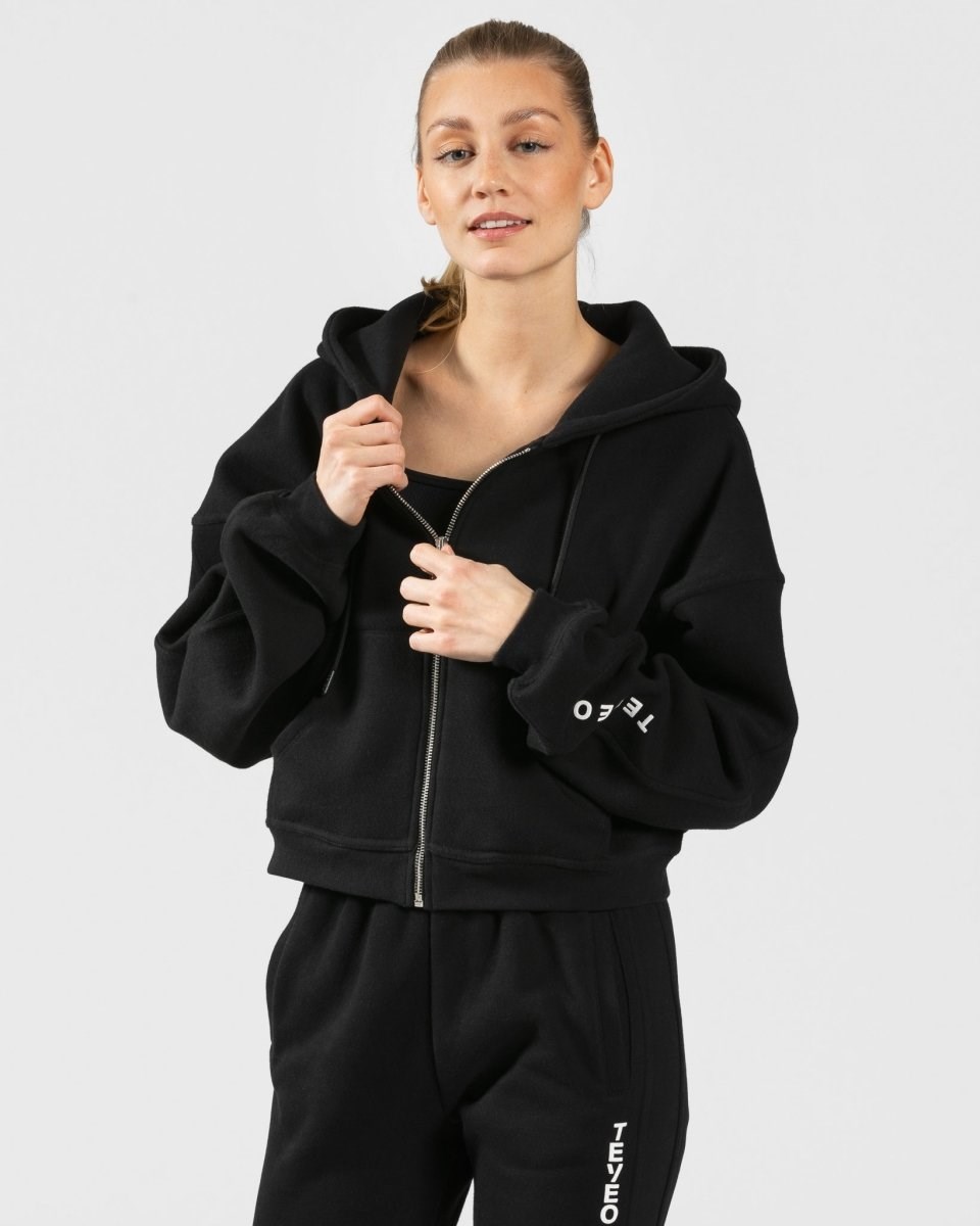 TEVEO Sassy Zip Hoodie Černé | GBPH-78594