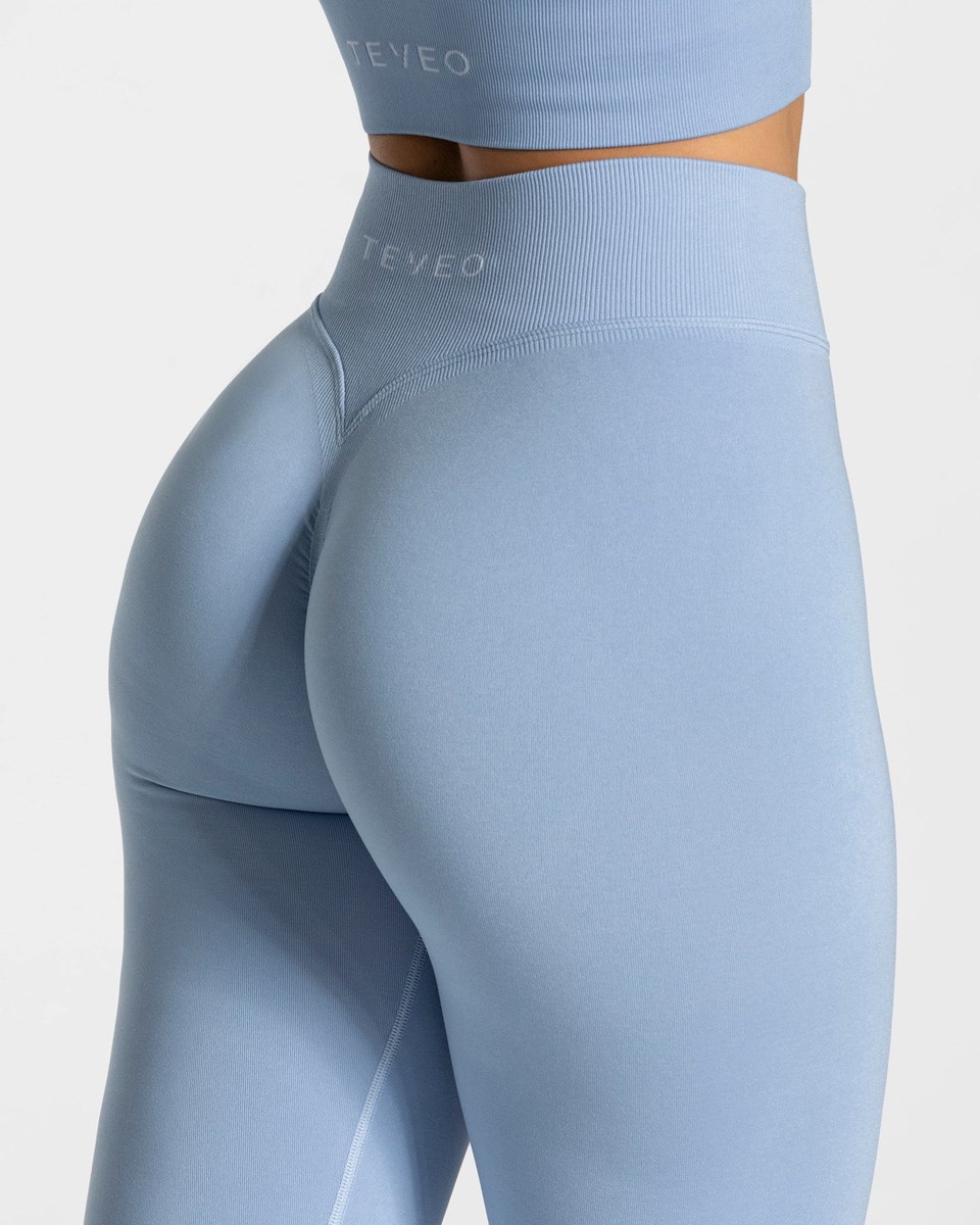 TEVEO Statement Scrunch Leggings Blau | QHEG-14286