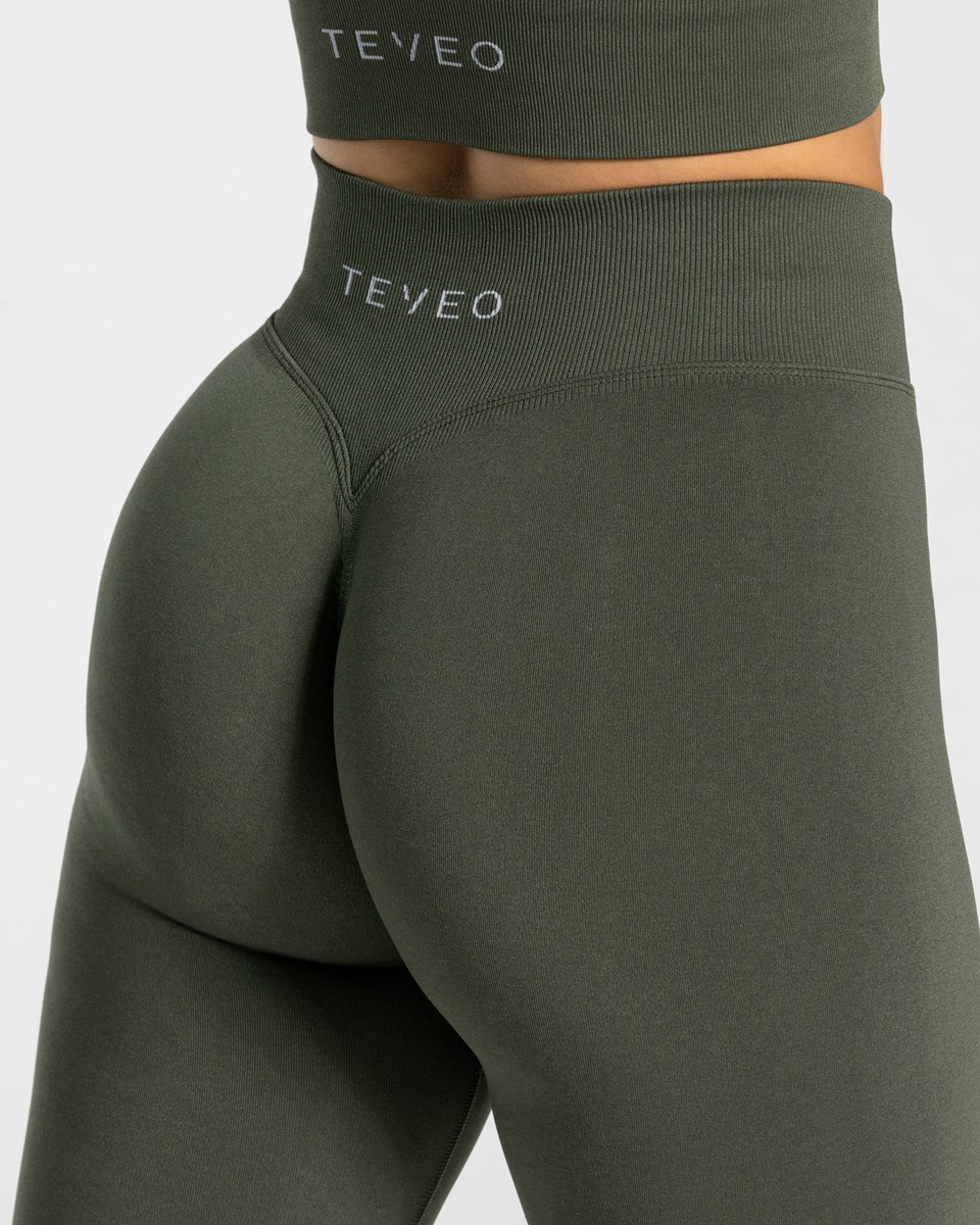 TEVEO Statement Scrunch Leggings Hnědožlutý | BQRH-62153