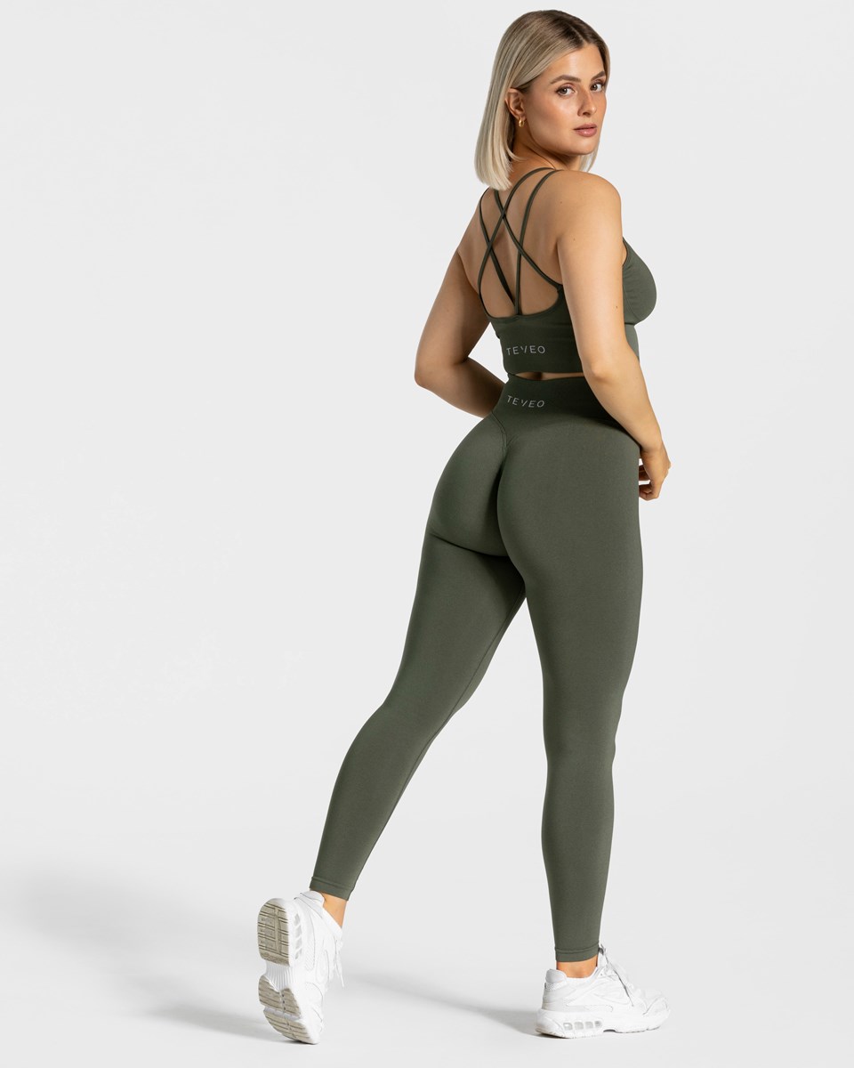 TEVEO Statement Scrunch Leggings Hnědožlutý | BQRH-62153