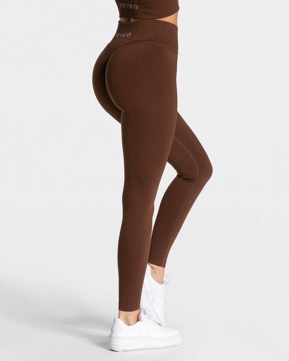 TEVEO Statement Scrunch Leggings Kaffee | LQTC-17634