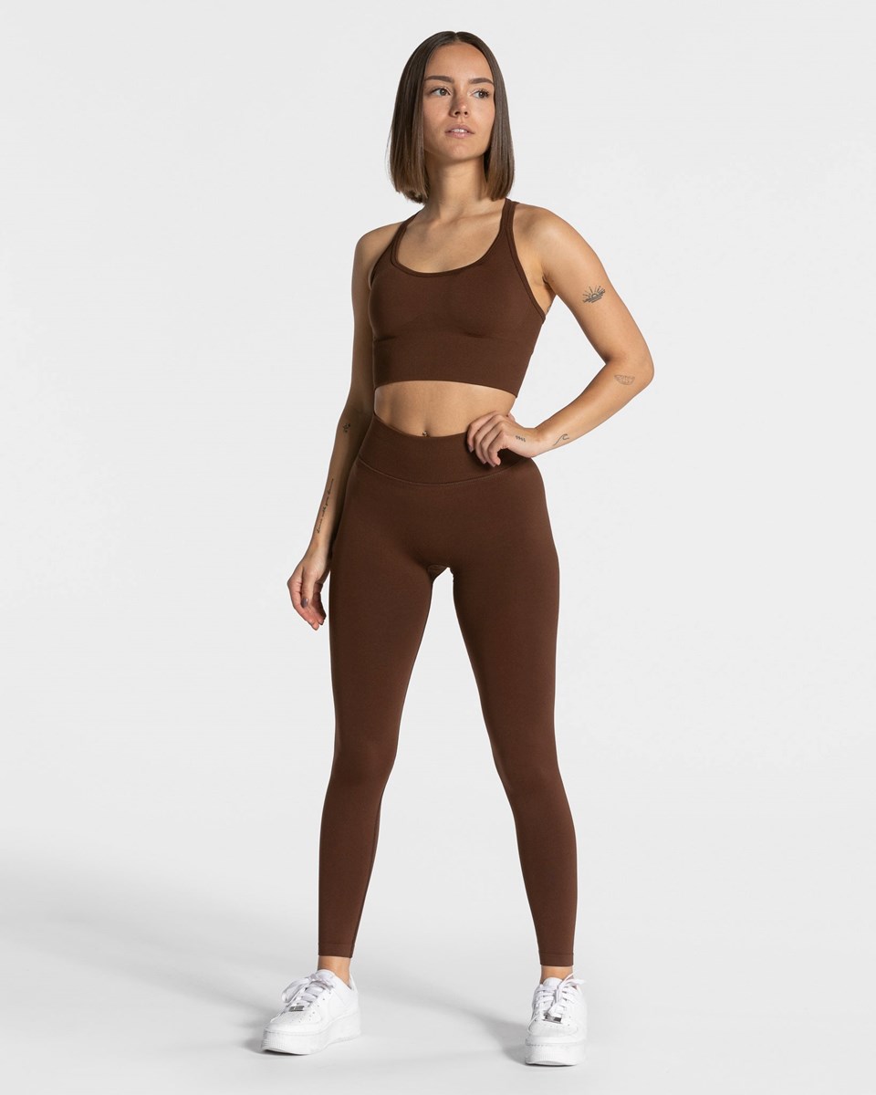 TEVEO Statement Scrunch Leggings Kaffee | LQTC-17634