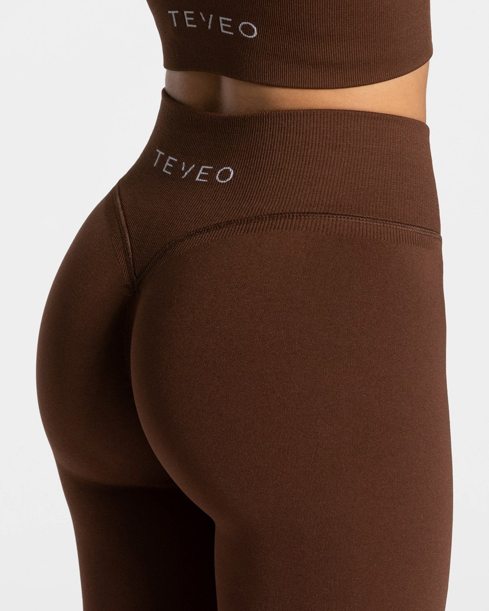 TEVEO Statement Scrunch Leggings Kaffee | LQTC-17634