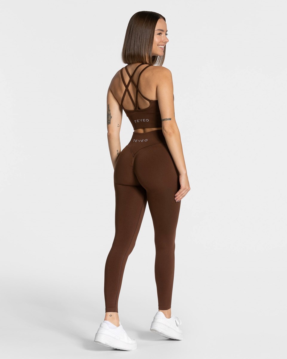 TEVEO Statement Scrunch Leggings Kaffee | LQTC-17634