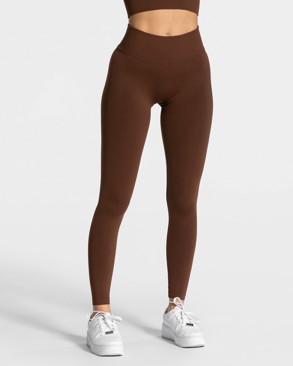 TEVEO Statement Scrunch Leggings Kaffee | LQTC-17634