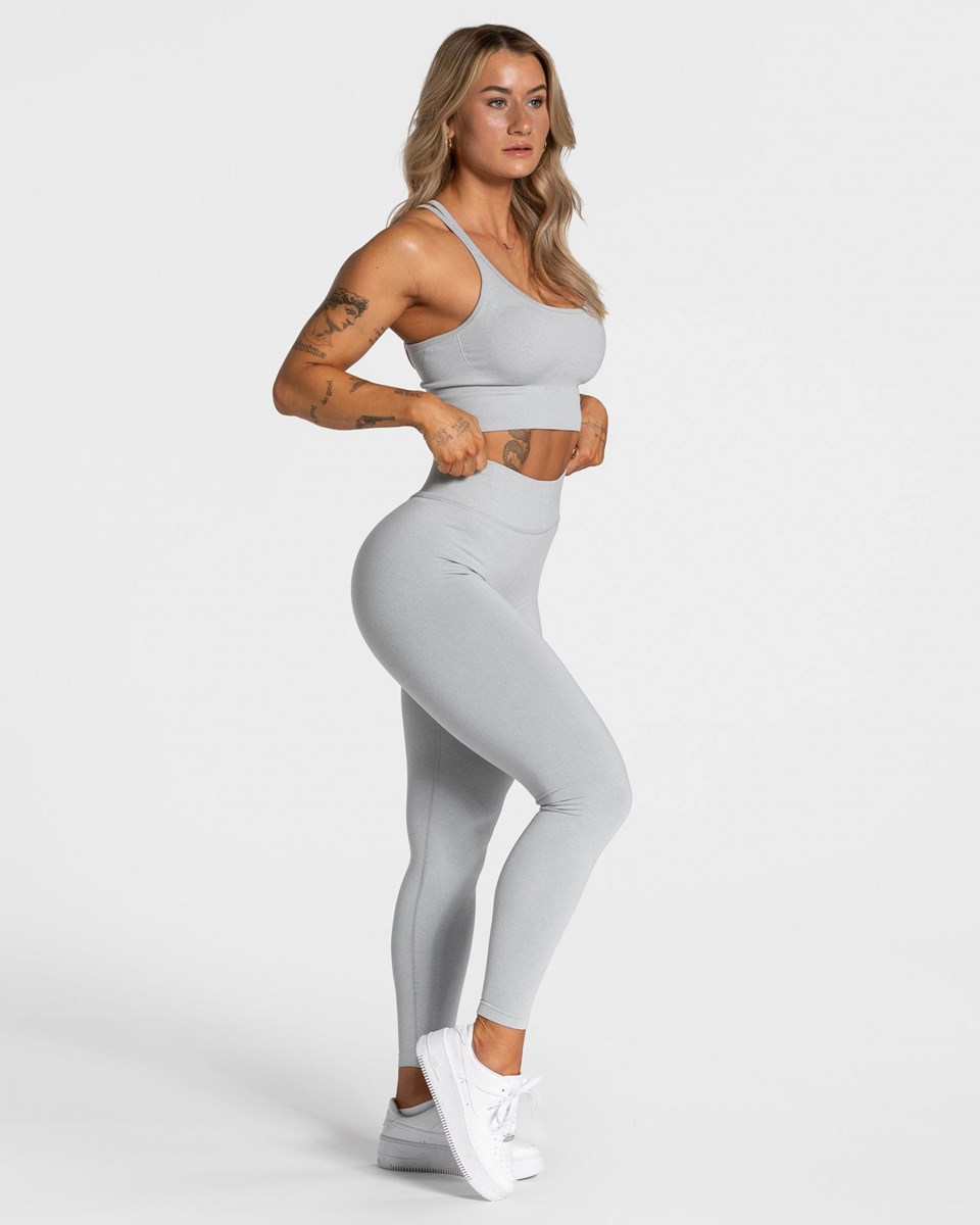 TEVEO Statement Scrunch Leggings Světle Šedé | DFGJ-45083
