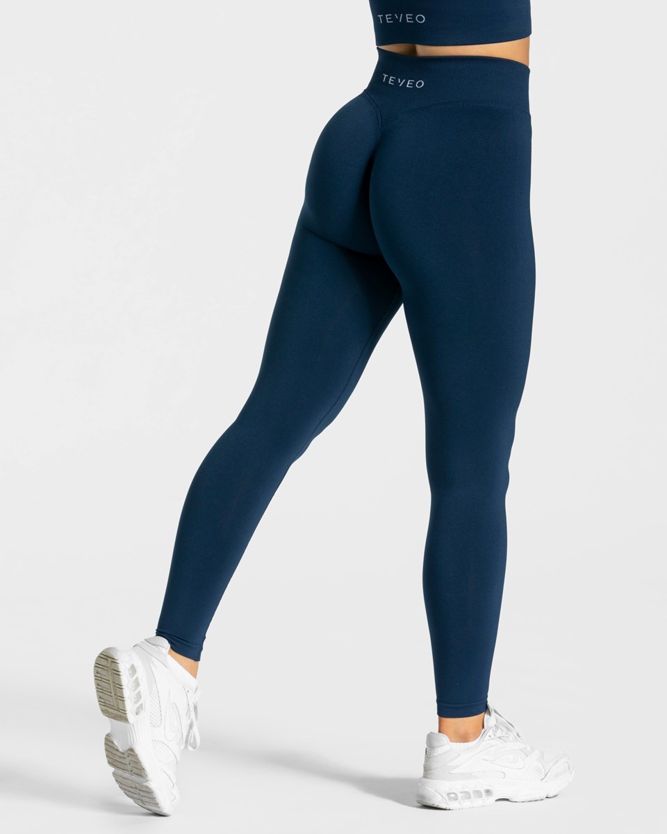 TEVEO Statement Scrunch Leggings Tmavě Blankyt | GXHN-83407
