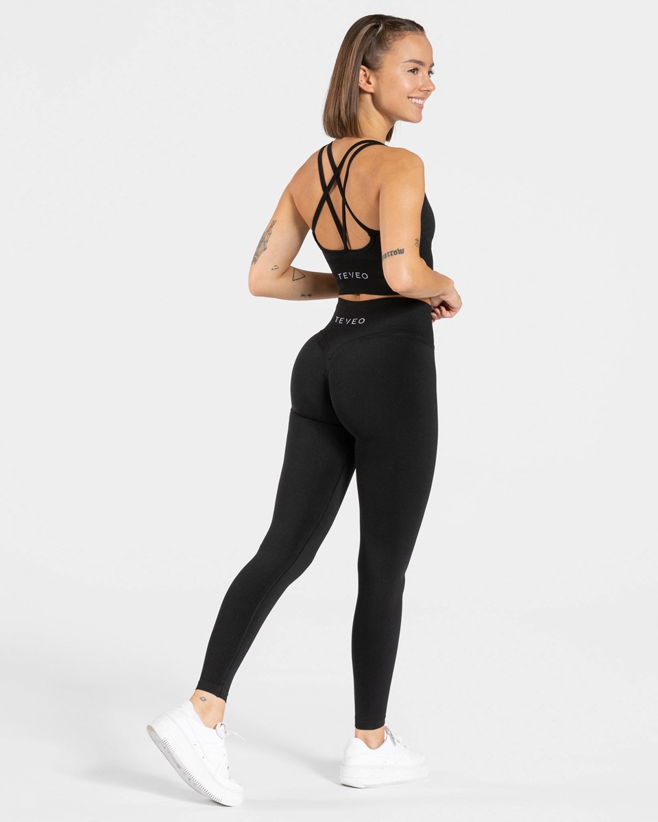 TEVEO Statement Scrunch Leggings Černé | CQRM-32594