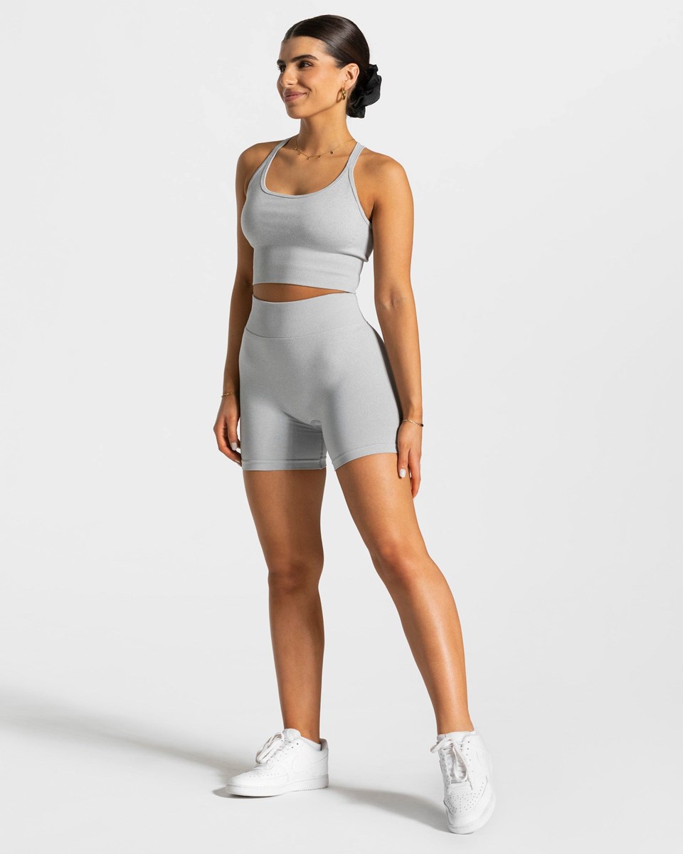 TEVEO Statement Scrunch Shorts Světle Šedé | WMLF-69130