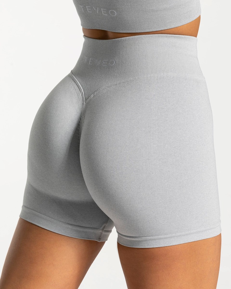 TEVEO Statement Scrunch Shorts Světle Šedé | WMLF-69130