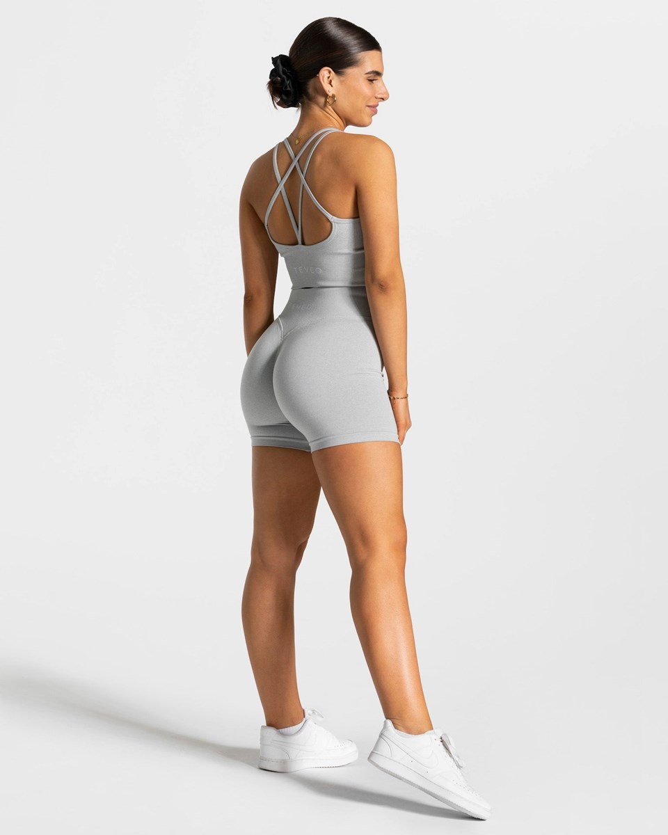 TEVEO Statement Scrunch Shorts Světle Šedé | WMLF-69130
