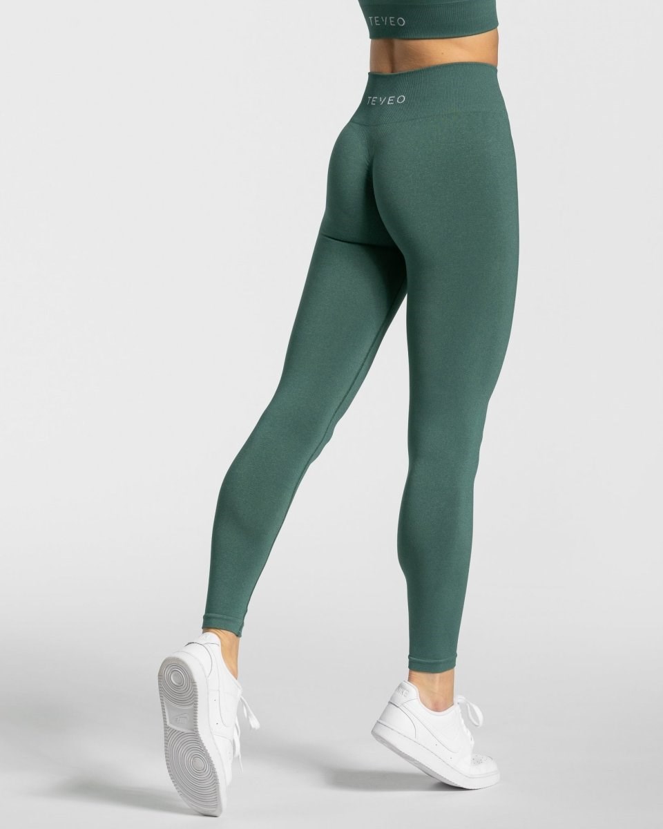 TEVEO Timeless Scrunch Leggings Tmavě Zelene | NGIY-06475