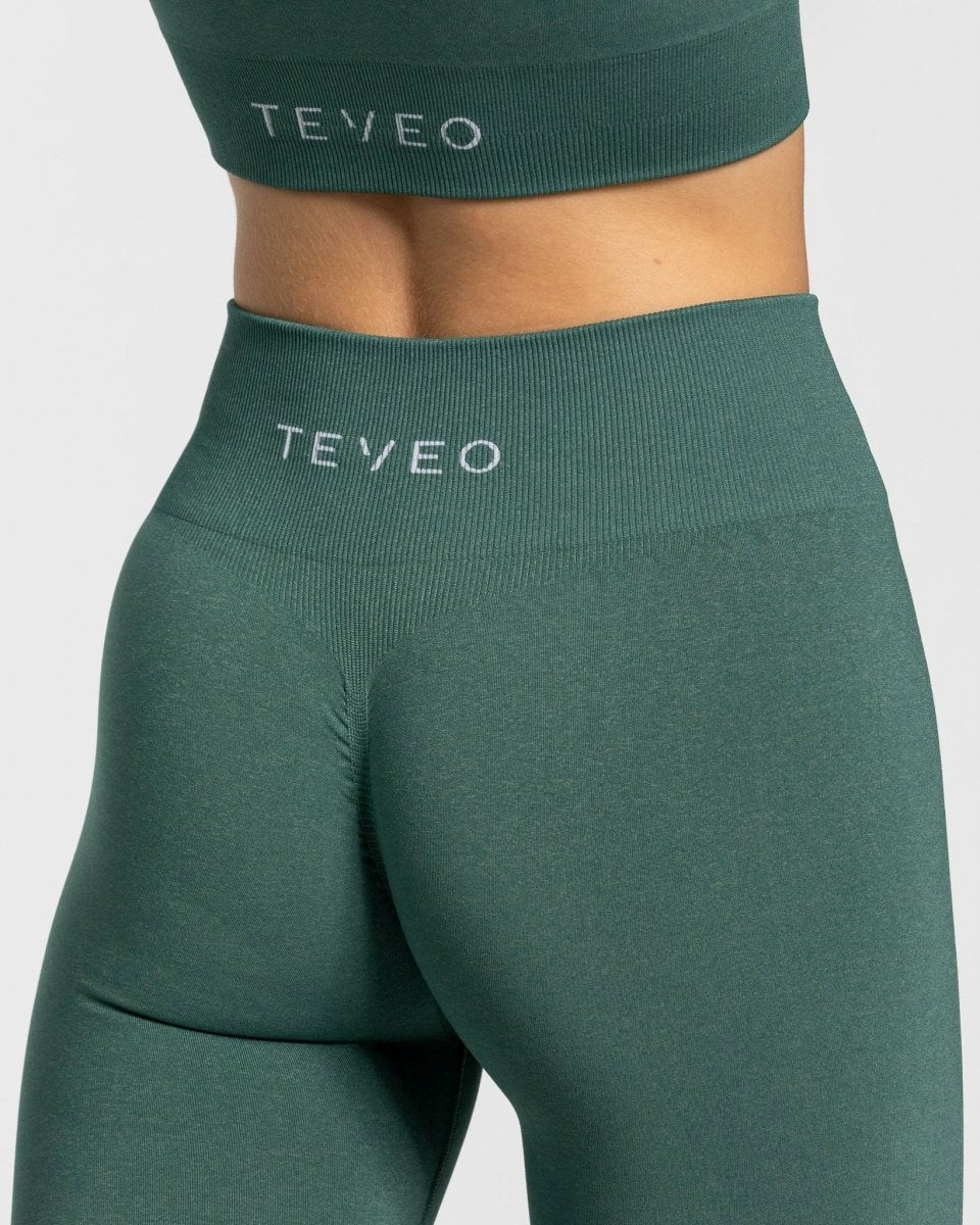 TEVEO Timeless Scrunch Leggings Tmavě Zelene | NGIY-06475