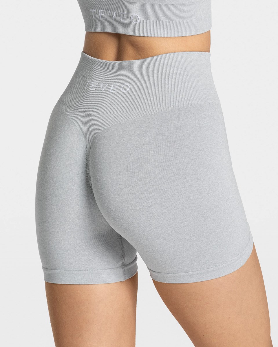 TEVEO Timeless Scrunch Shorts Světle Šedé | CSYB-46097