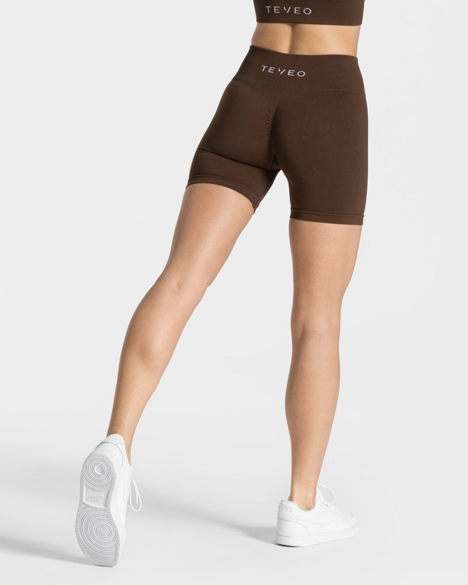 TEVEO Timeless Scrunch Shorts Tmavě Hnědé | VIPU-59637
