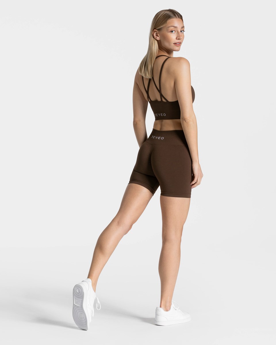 TEVEO Timeless Scrunch Shorts Tmavě Hnědé | VIPU-59637
