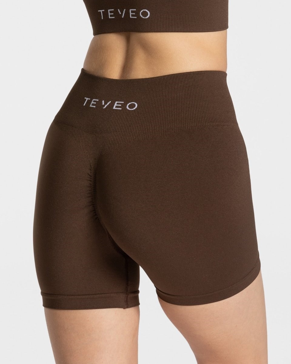 TEVEO Timeless Scrunch Shorts Tmavě Hnědé | VIPU-59637