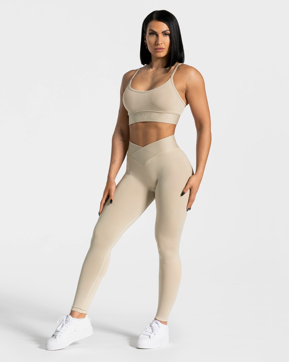 TEVEO V-Shape Leggings Sand | FCNG-46975