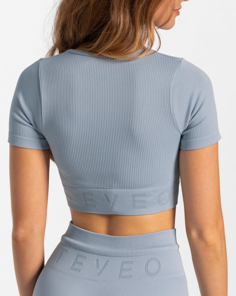 TEVEO Žebrovaný Crop Top Blankyt | BZPJ-42857