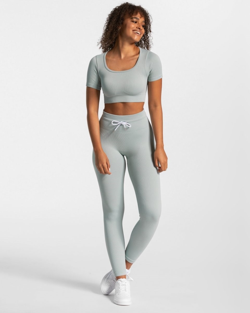 TEVEO Žebrovaný Crop Top Blankyt | CDRK-63814