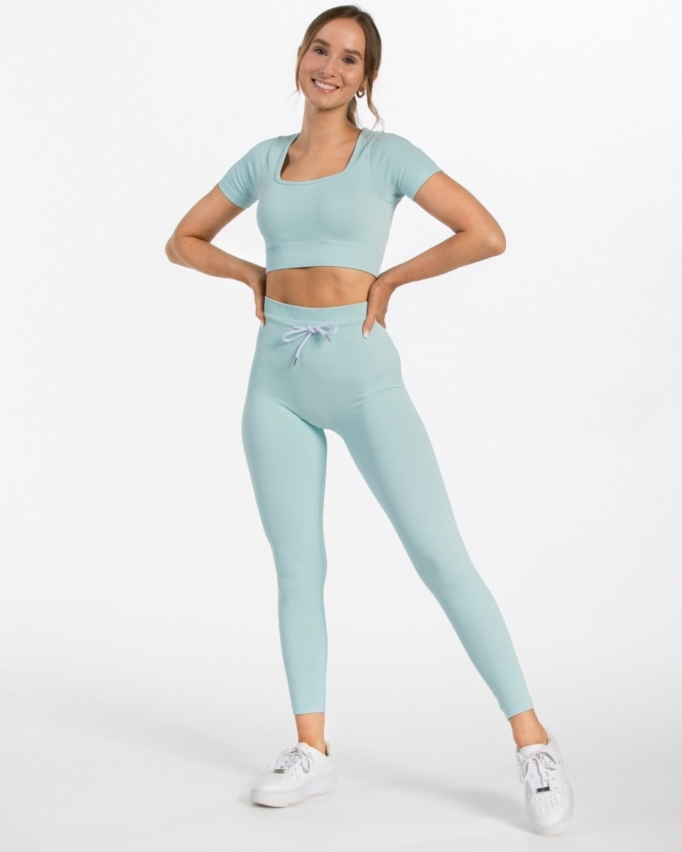 TEVEO Žebrovaný Crop Top Blankyt | PBWX-47539