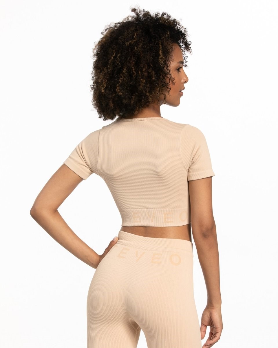 TEVEO Žebrovaný Crop Top Nude | TWXH-96574