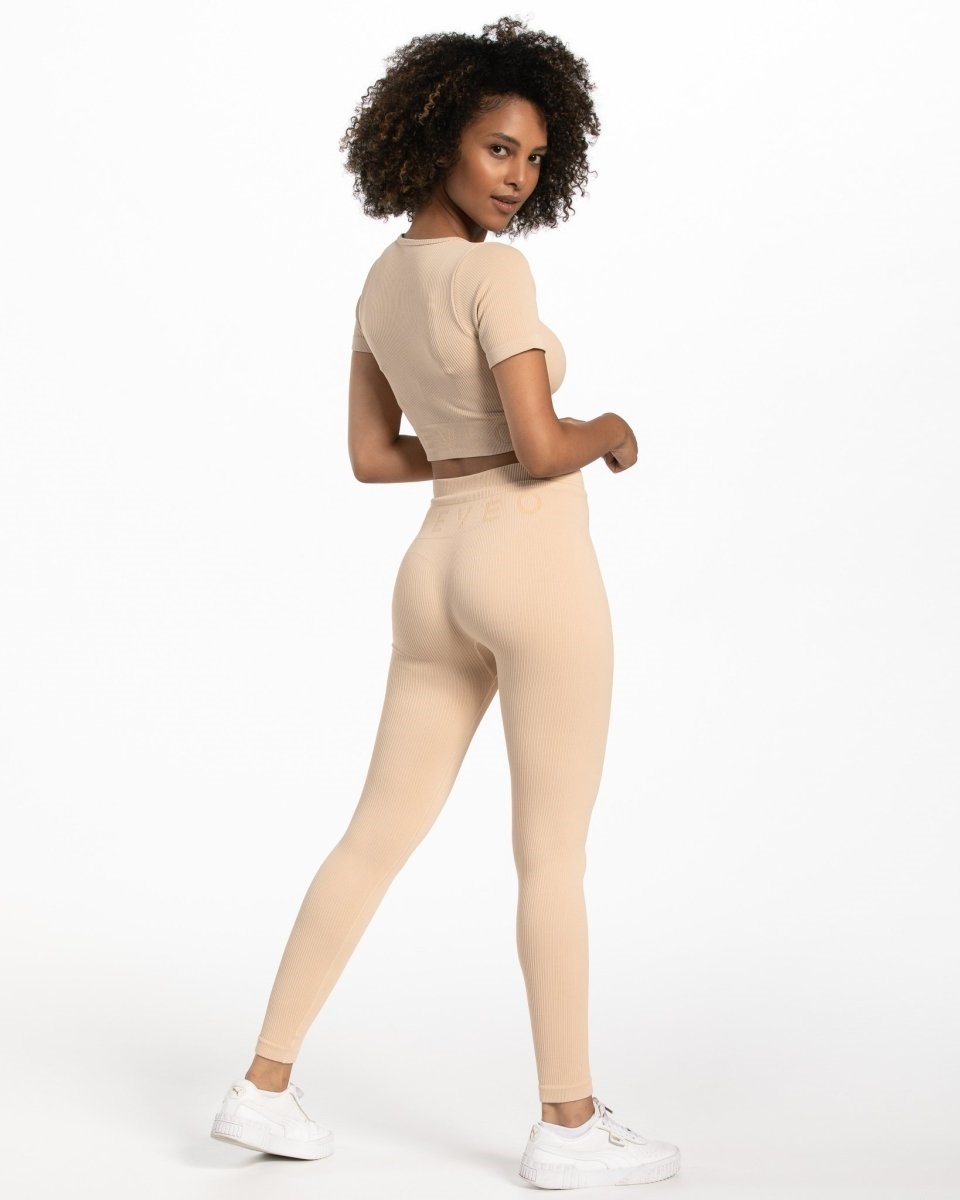 TEVEO Žebrovaný Crop Top Nude | TWXH-96574