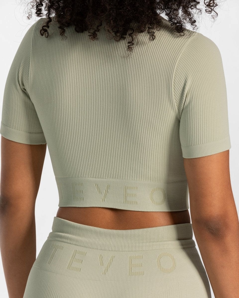 TEVEO Žebrovaný Crop Top Salbei | WCVE-95138