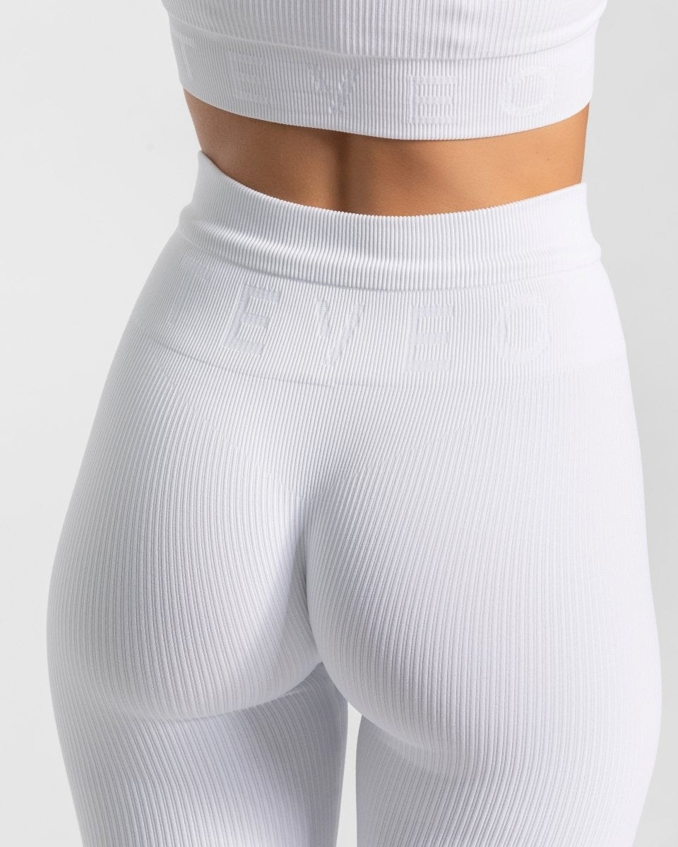 TEVEO Žebrovaný Leggings Bílé | NVWA-49287