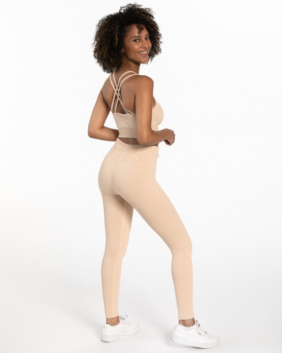 TEVEO Žebrovaný Leggings Nude | MFPE-65809