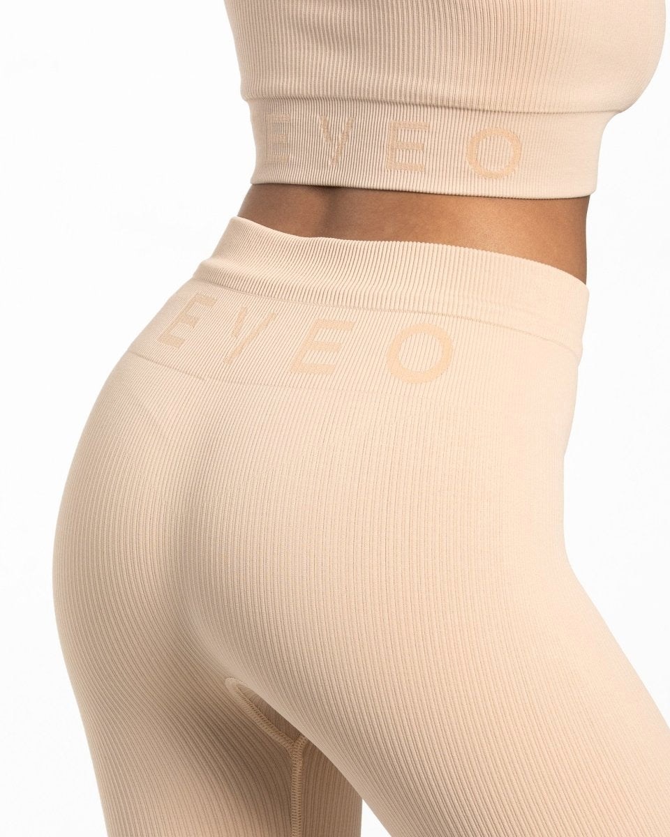 TEVEO Žebrovaný Leggings Nude | MFPE-65809