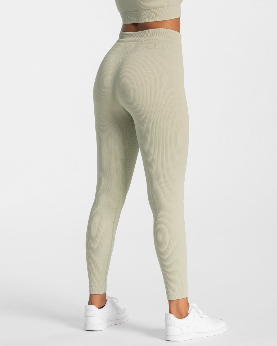 TEVEO Žebrovaný Leggings Salbei | XEQY-40253
