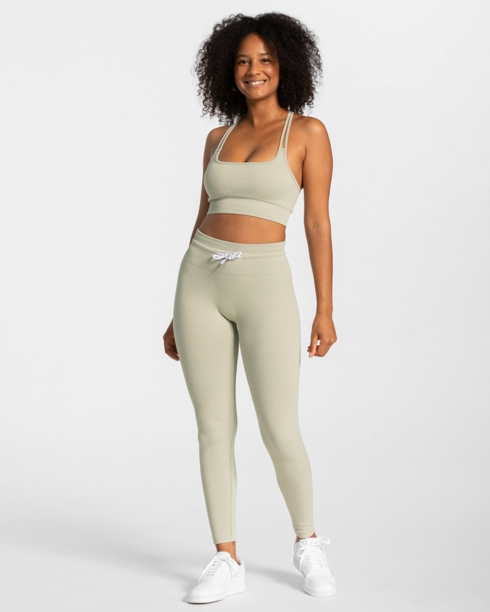 TEVEO Žebrovaný Leggings Salbei | XEQY-40253