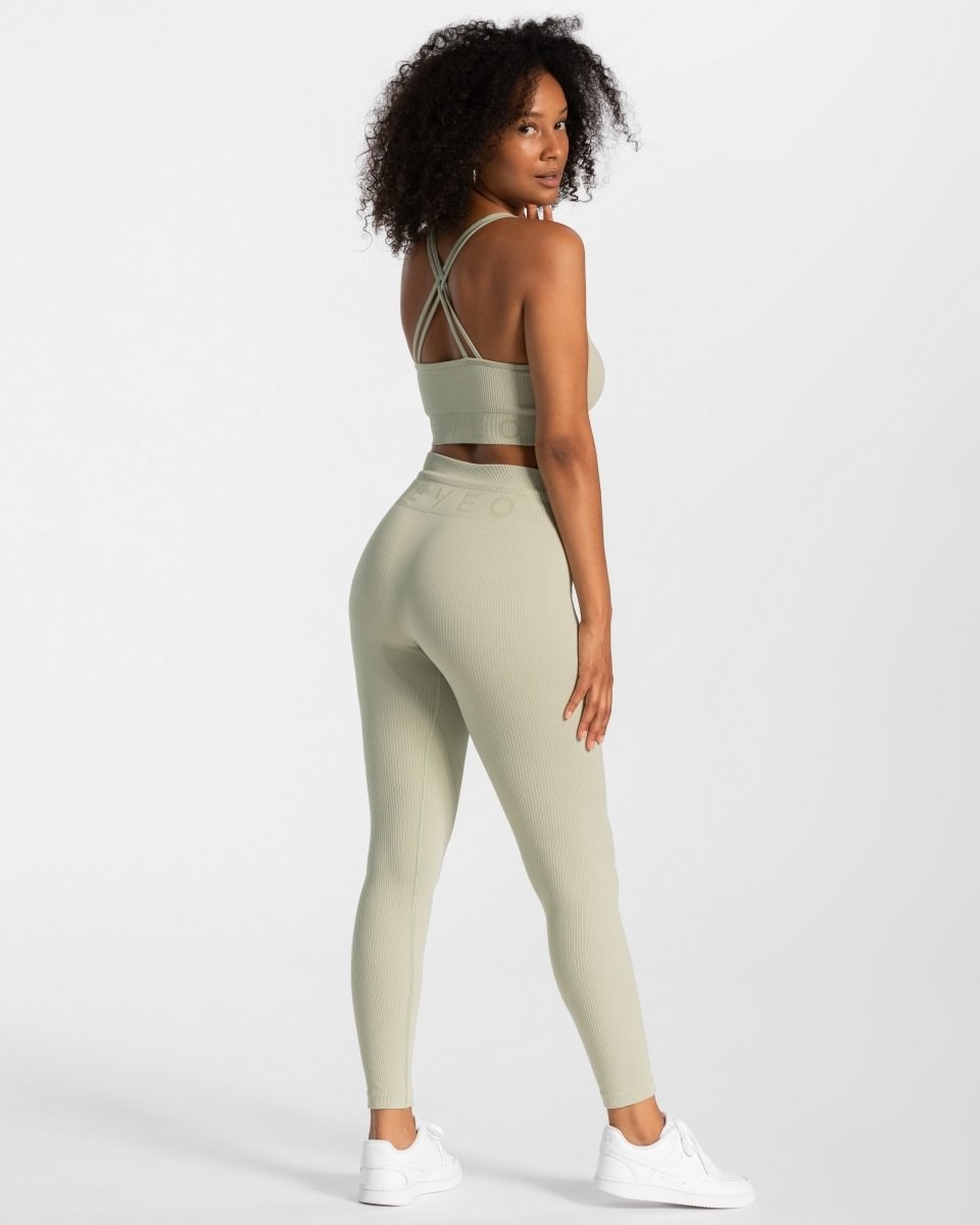 TEVEO Žebrovaný Leggings Salbei | XEQY-40253
