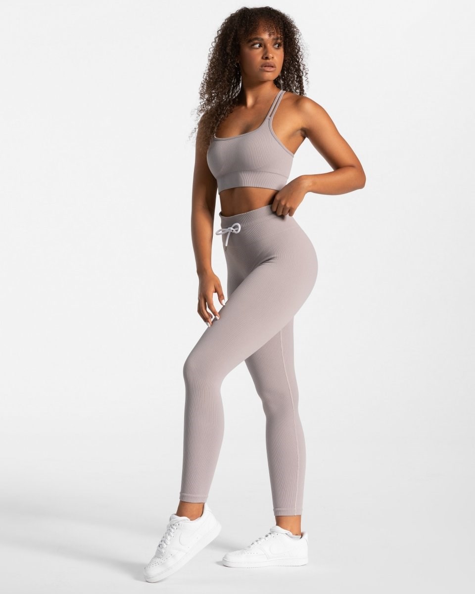 TEVEO Žebrovaný Leggings Stone | XNPH-95723