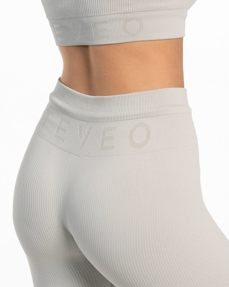 TEVEO Žebrovaný Leggings Světle Šedé | NCDQ-92451