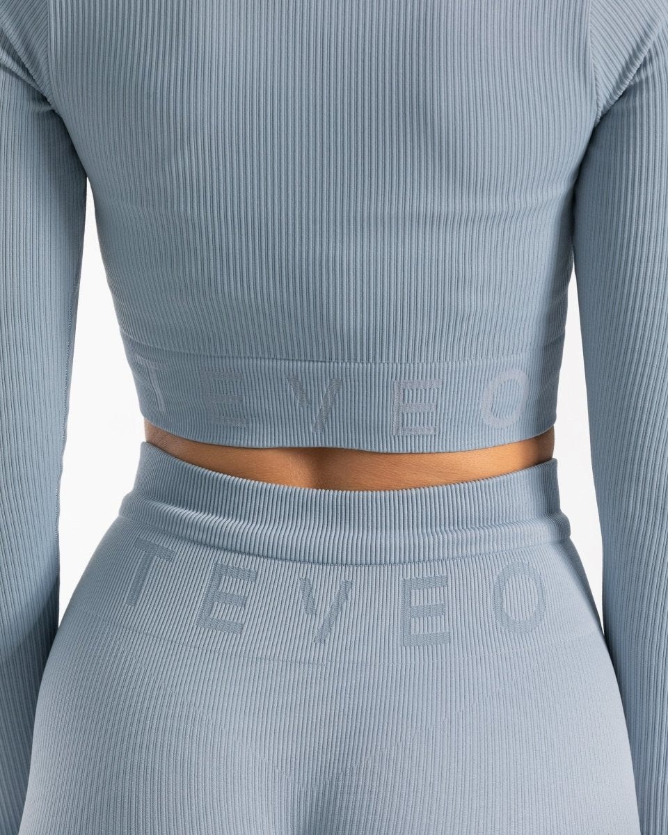 TEVEO Žebrovaný Zip Jackets Blankyt | KNMV-82054