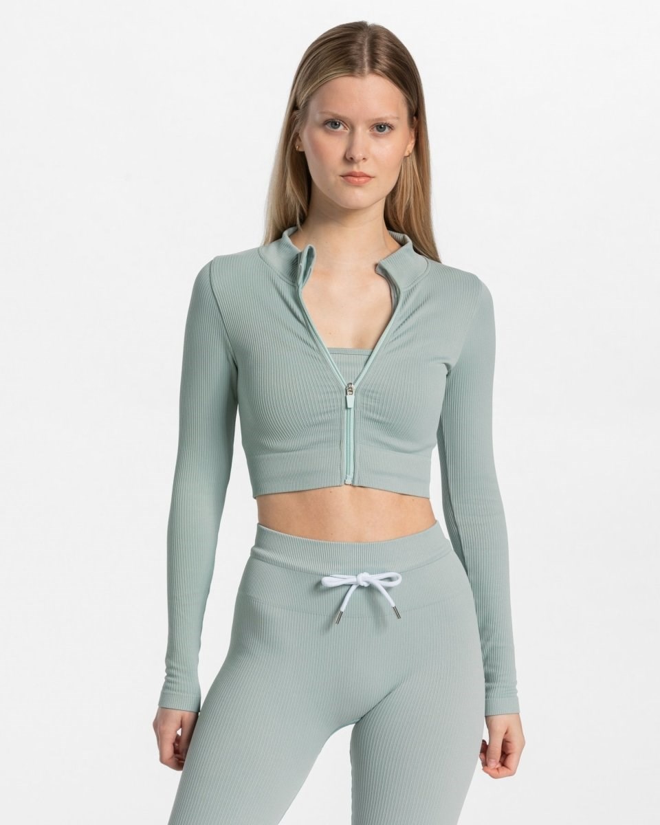 TEVEO Žebrovaný Zip Jackets Blankyt | RHTV-34869