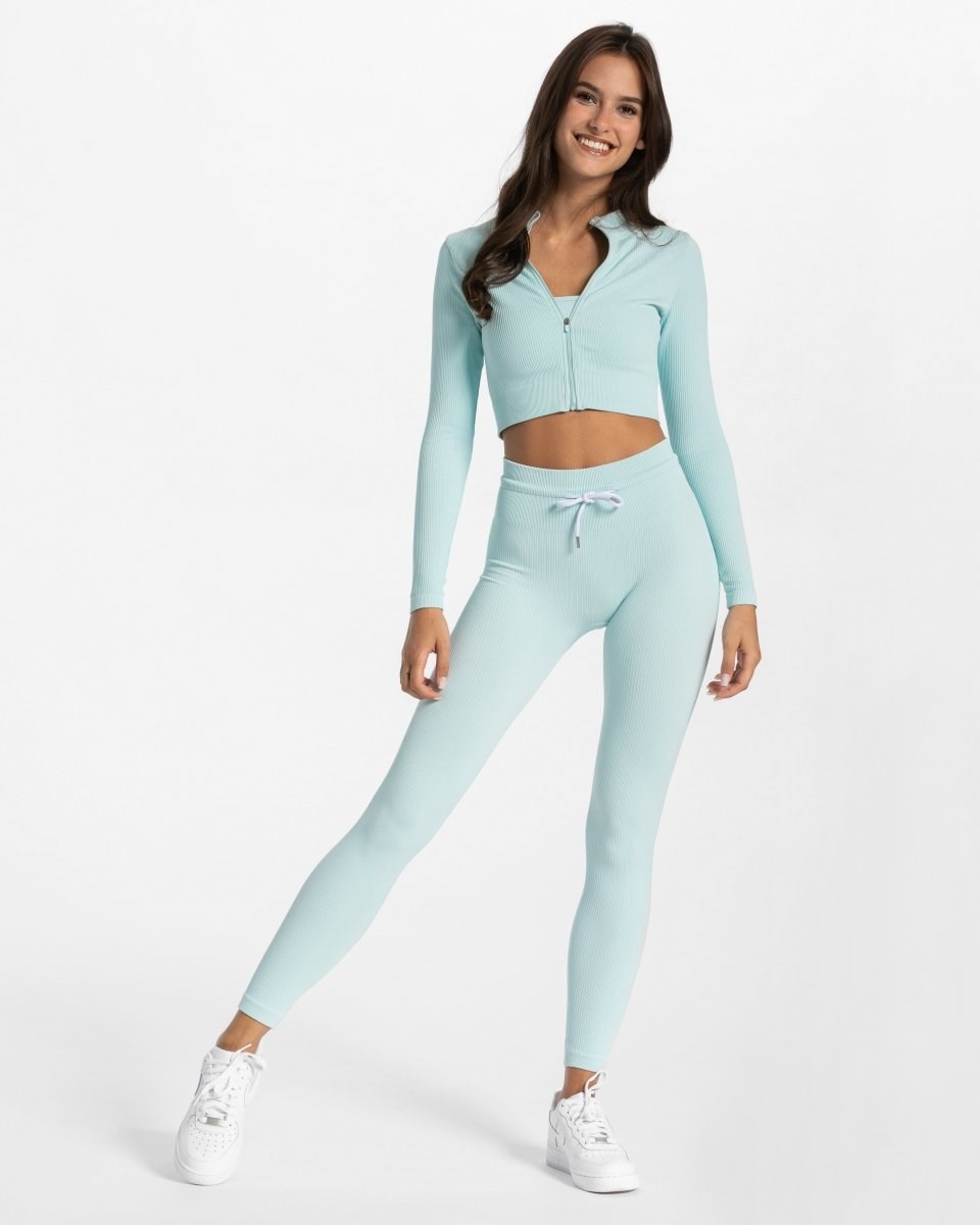 TEVEO Žebrovaný Zip Jackets Blankyt | SACY-27640