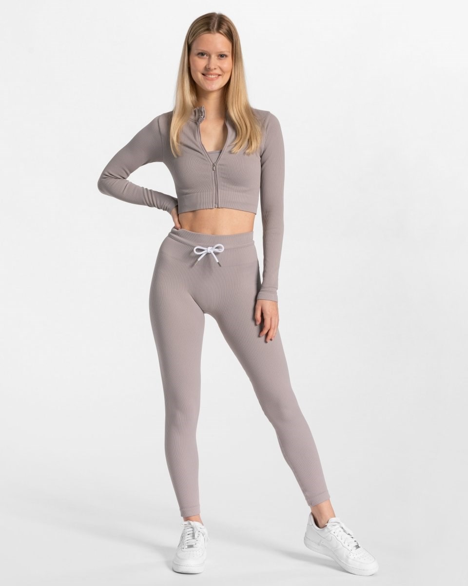 TEVEO Žebrovaný Zip Jackets Stone | GHBD-98045